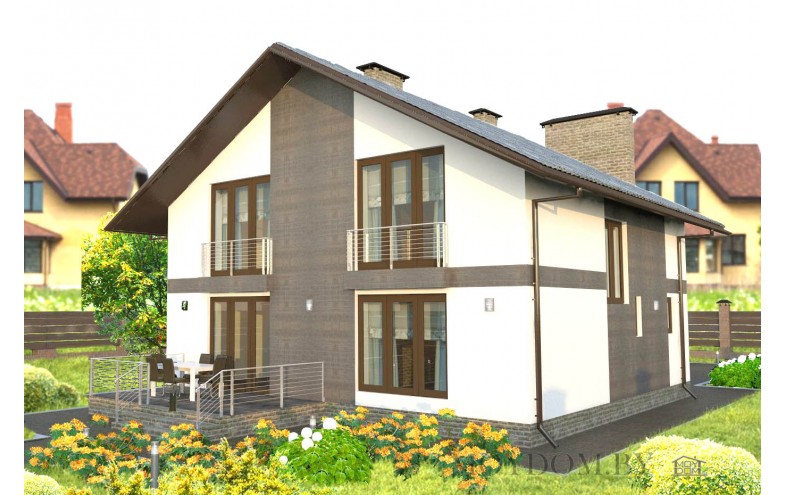 Проект современного дома с мансардой 170 м.кв.