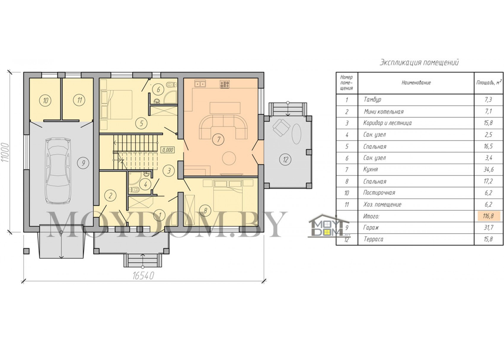 Проект двухэтажного дома с гаражом и террасой  Проект двухэтажного дома с гаражом и террасой