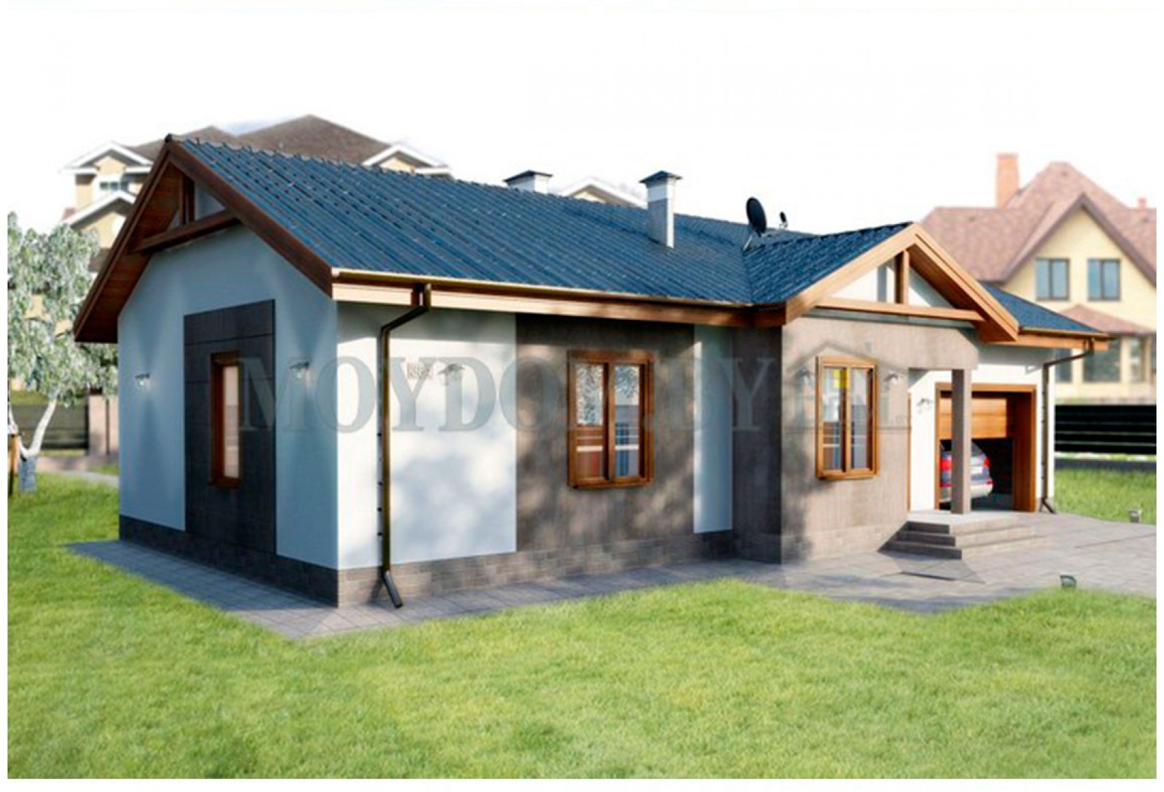 Проект одноэтажного дома с гаражом 384 Проект одноэтажного дома с гаражом 384