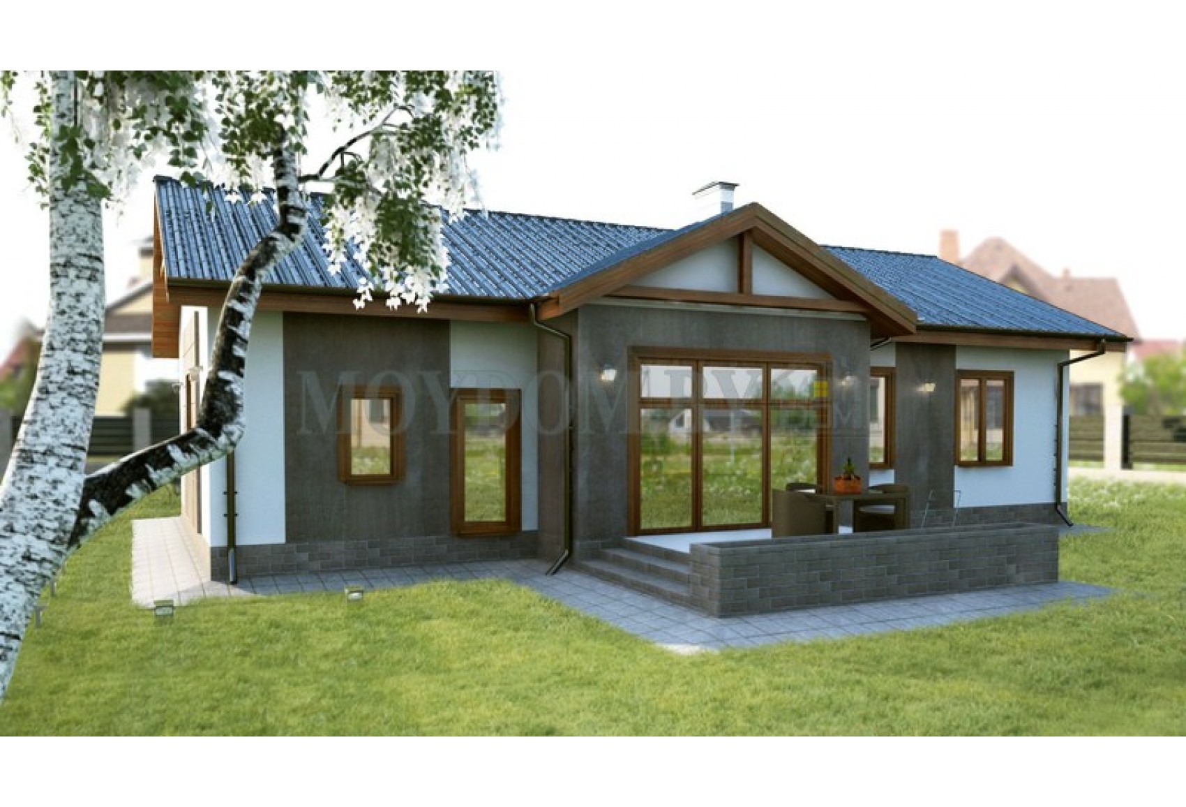 Проект одноэтажного дома с гаражом 384 Проект одноэтажного дома с гаражом 384