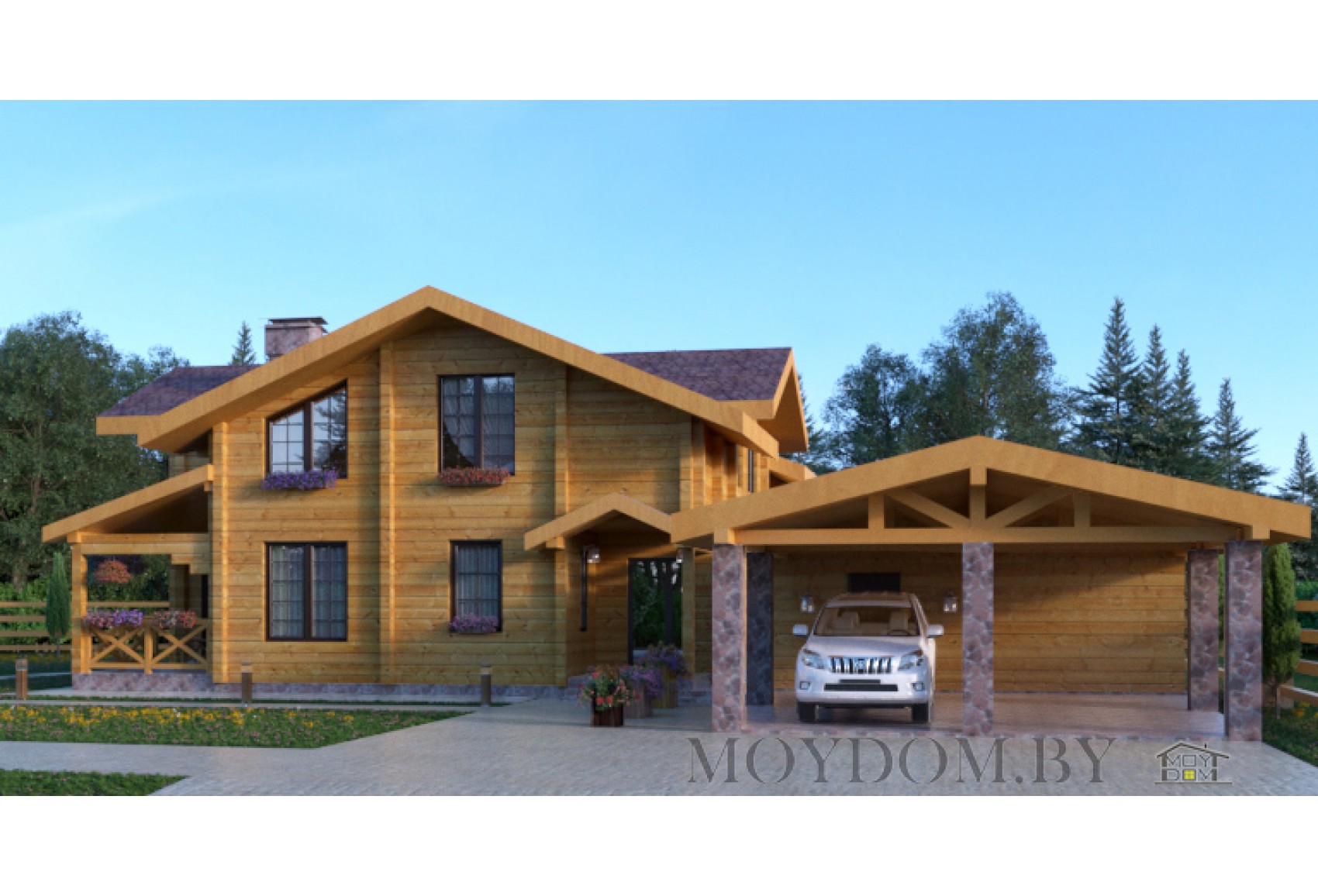 Проект дома из бруса с мансардой со вторым светом 676 Проект дома из бруса с мансардой со вторым светом 676