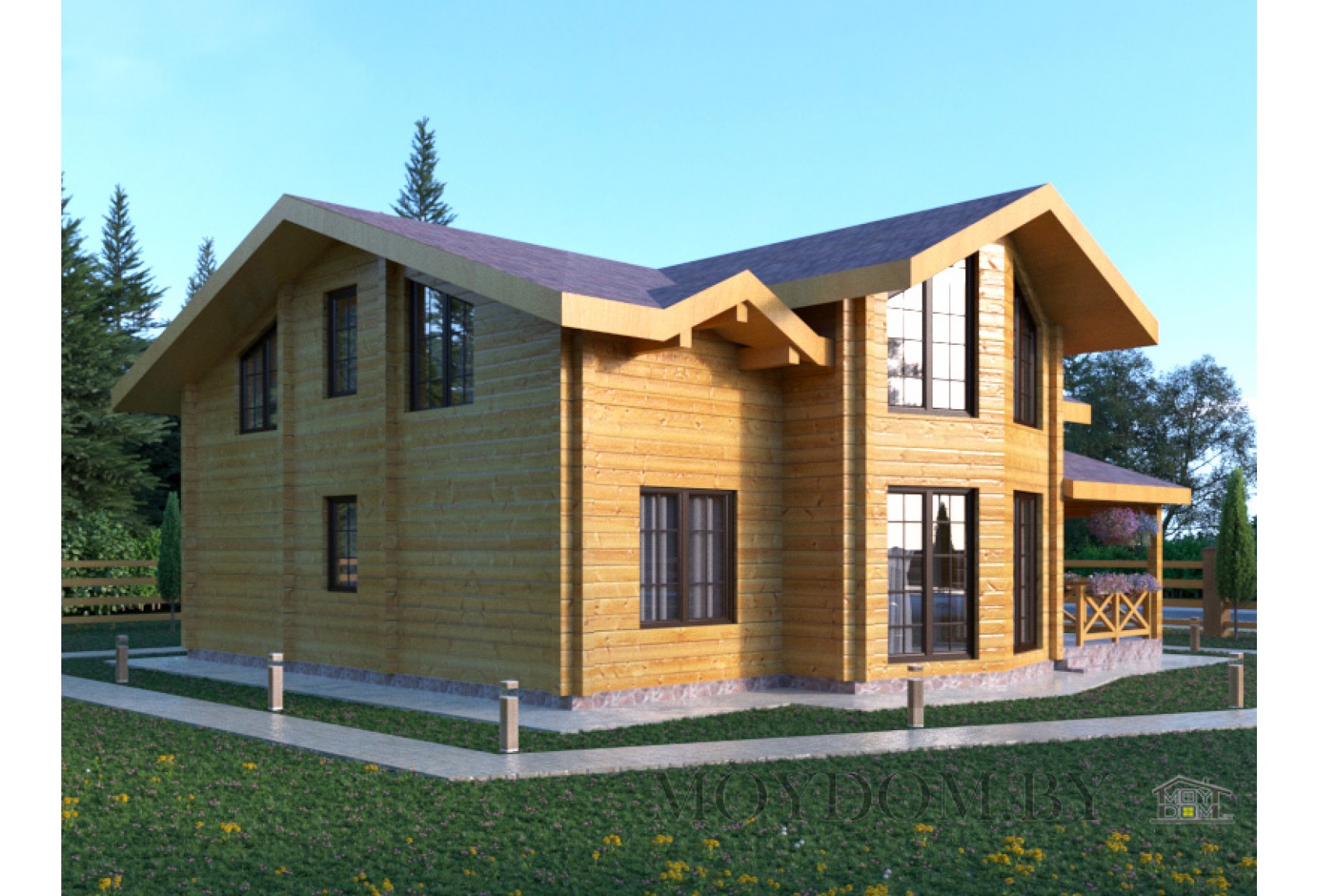 Проект дома из бруса с мансардой со вторым светом 676 Проект дома из бруса с мансардой со вторым светом 676