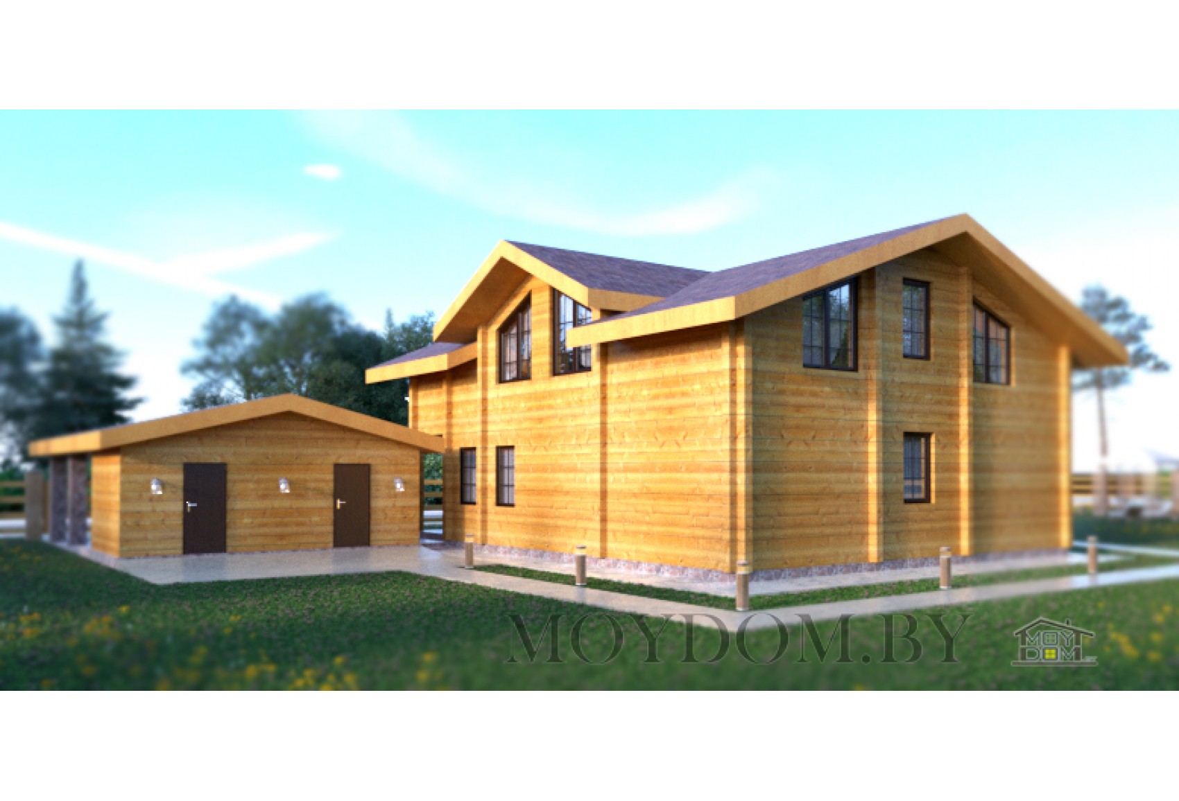 Проект дома из бруса с мансардой со вторым светом 676 Проект дома из бруса с мансардой со вторым светом 676