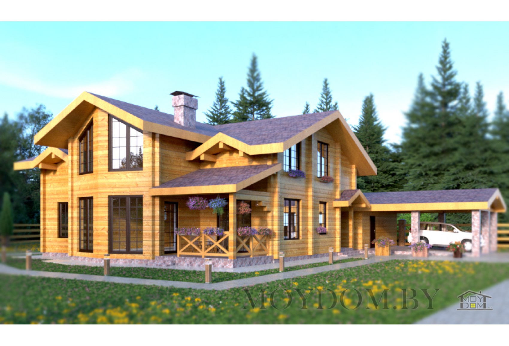 Проект дома из бруса с мансардой со вторым светом 676 Проект дома из бруса с мансардой со вторым светом 676