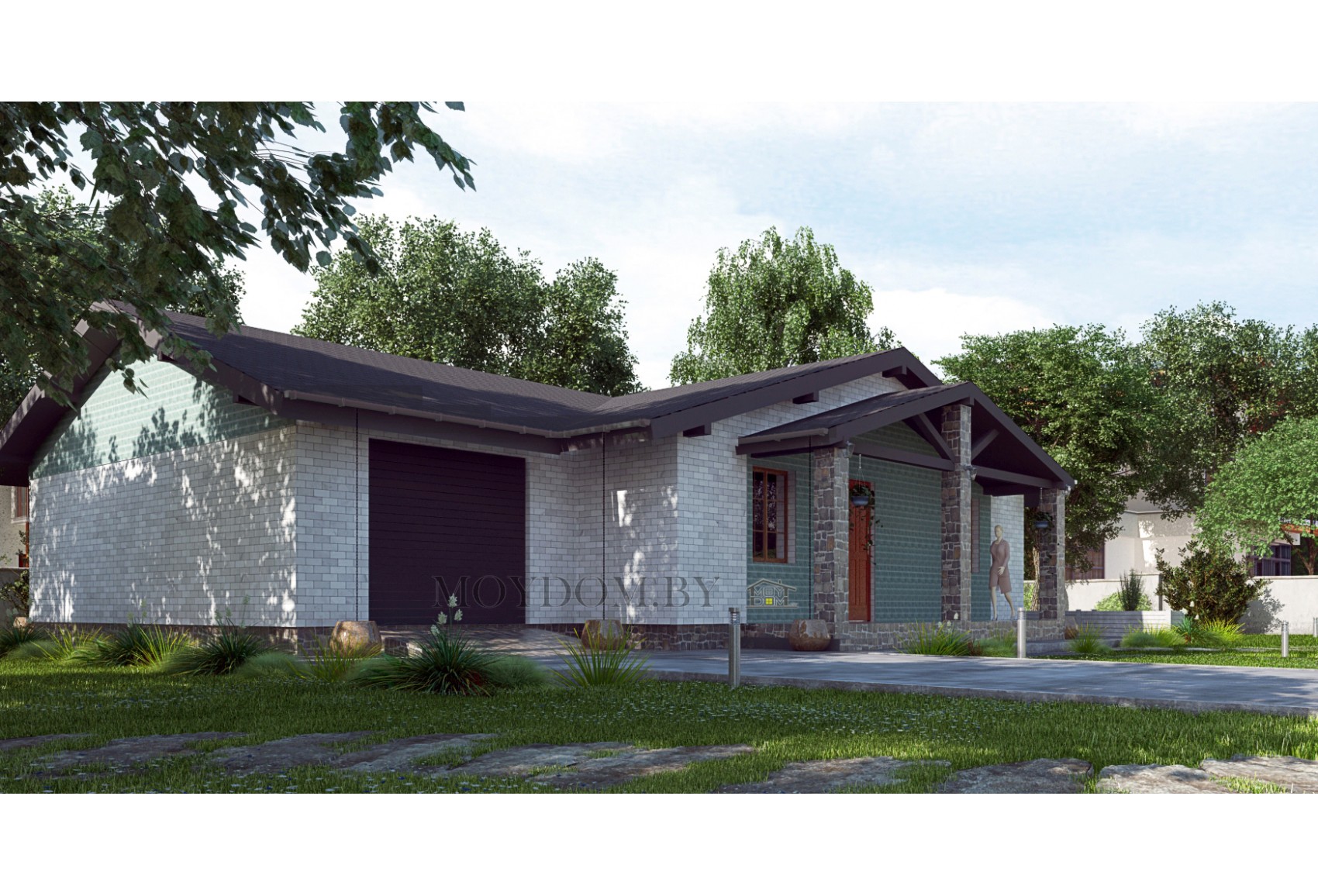 Проект одноэтажного дома с сауной и гаражом Проект одноэтажного дома с сауной и гаражом