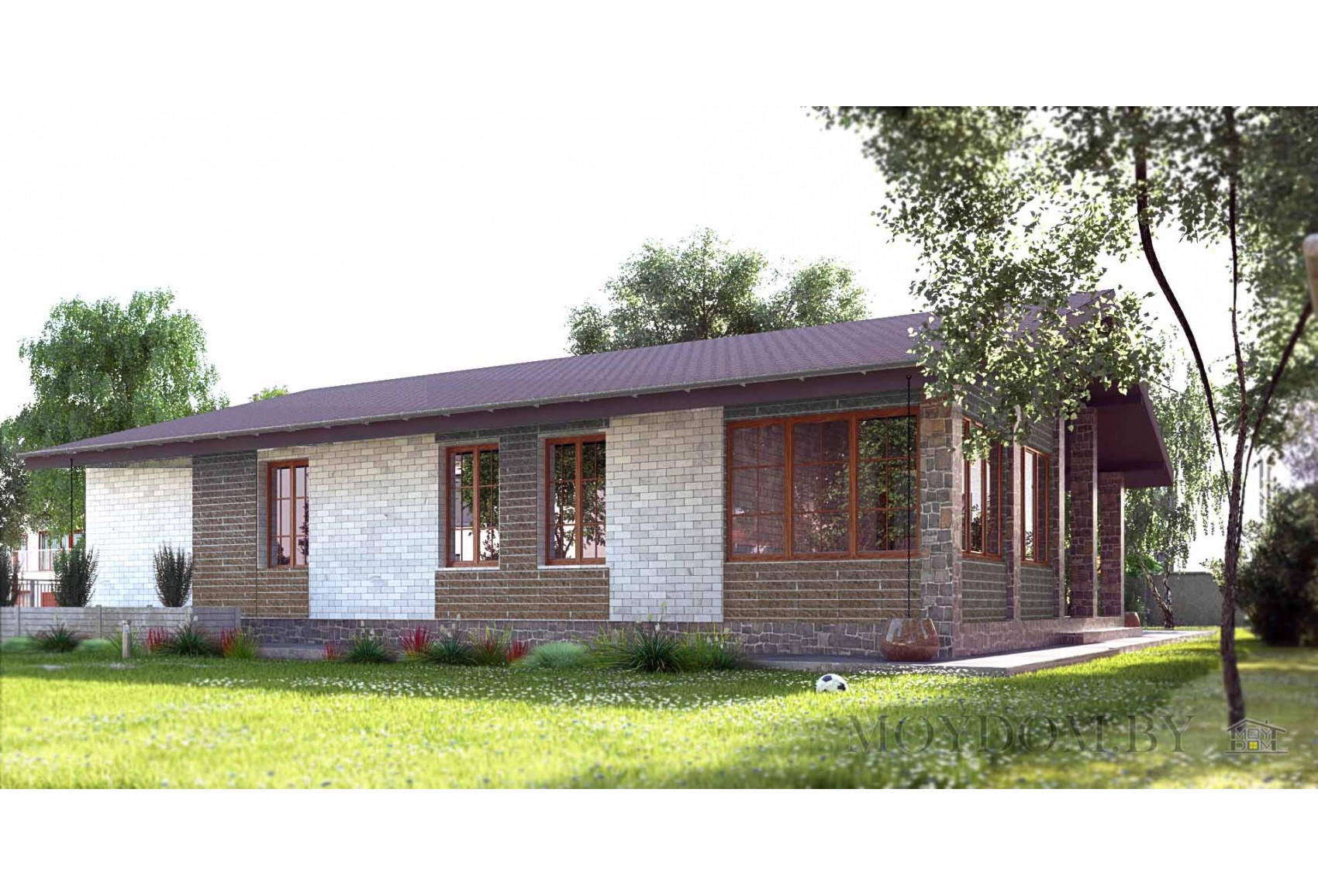 Проект одноэтажного дома с сауной и гаражом Проект одноэтажного дома с сауной и гаражом