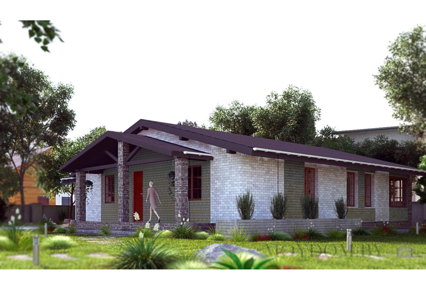 Проект одноэтажного дома с сауной и гаражом Проект одноэтажного дома с сауной и гаражом