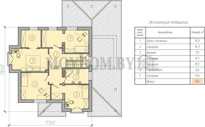 план мансардного дома второй этаж