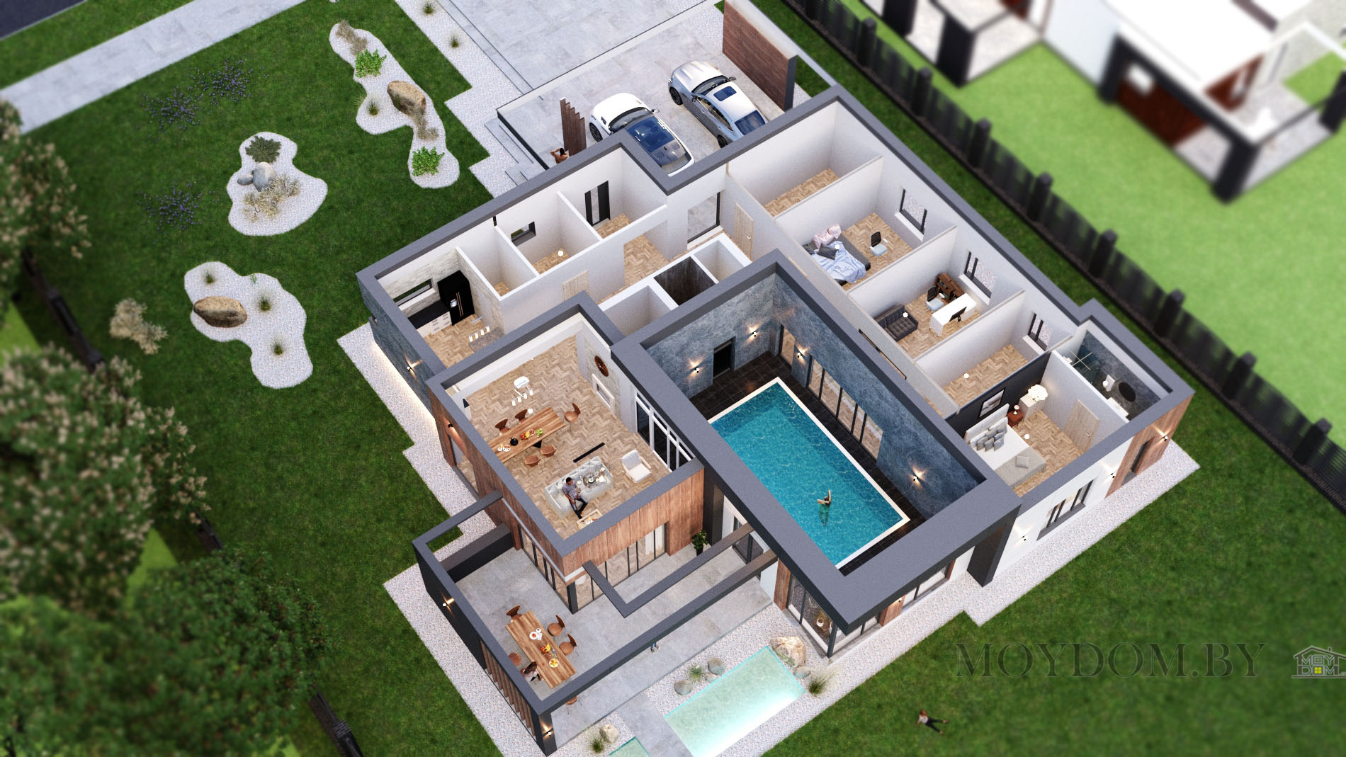 план современного дома в 3Д