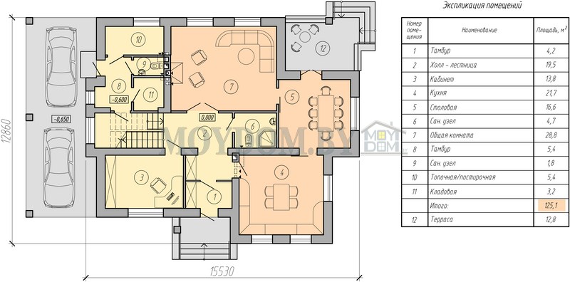 план двухэтажного дома 12 на 15