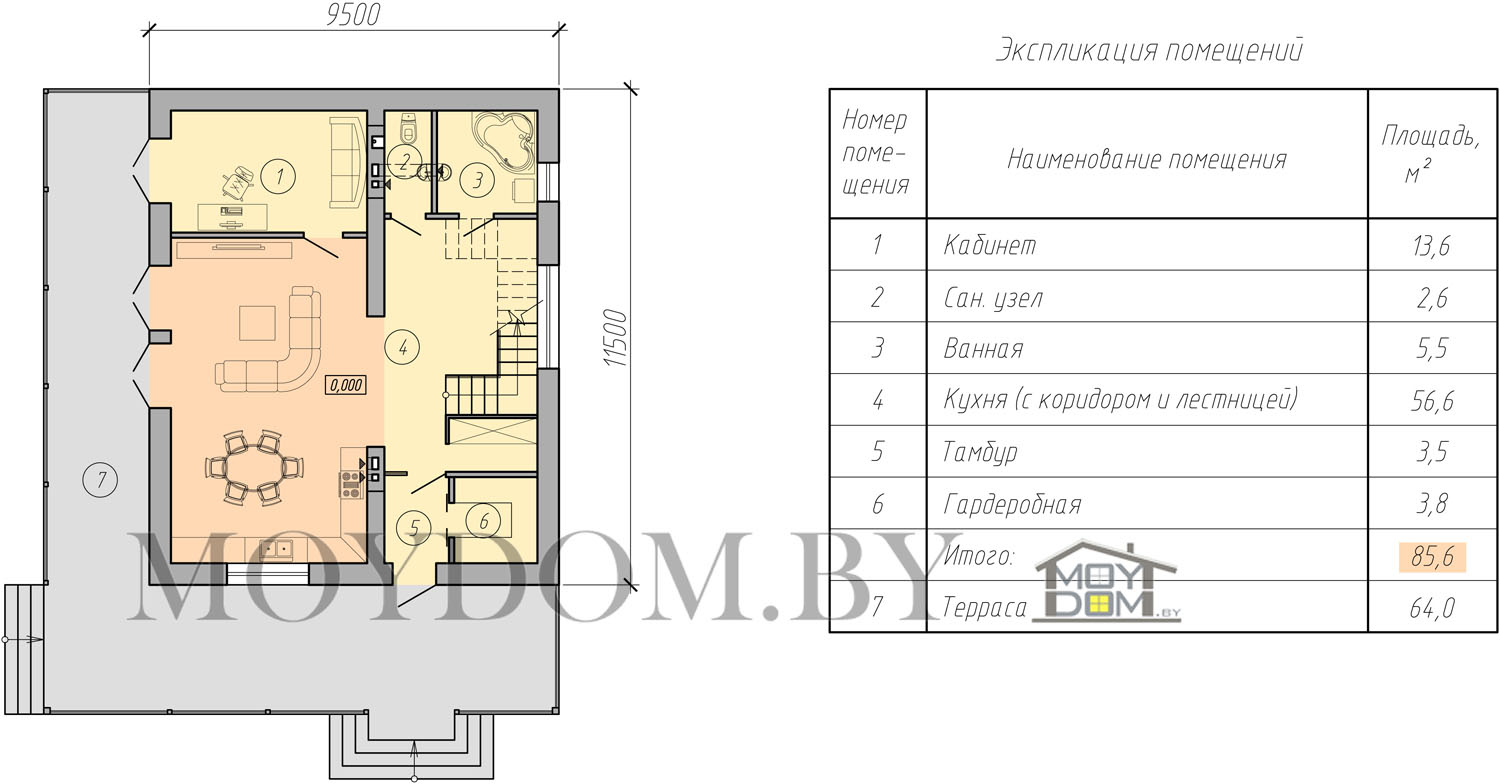 план первого этажа двухэтажного дома