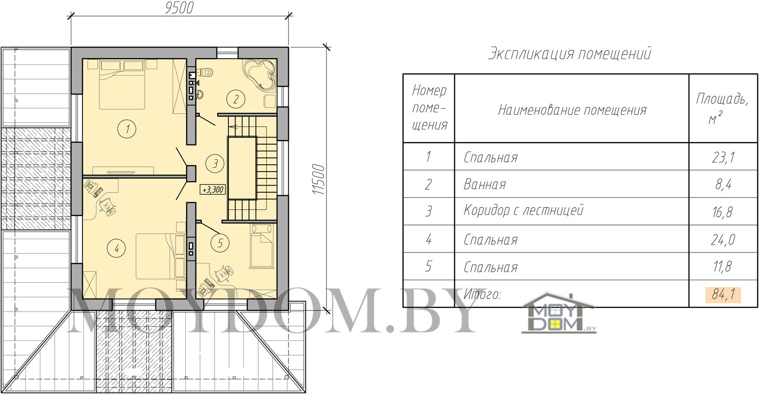 план двухэтажного дома второй этаж