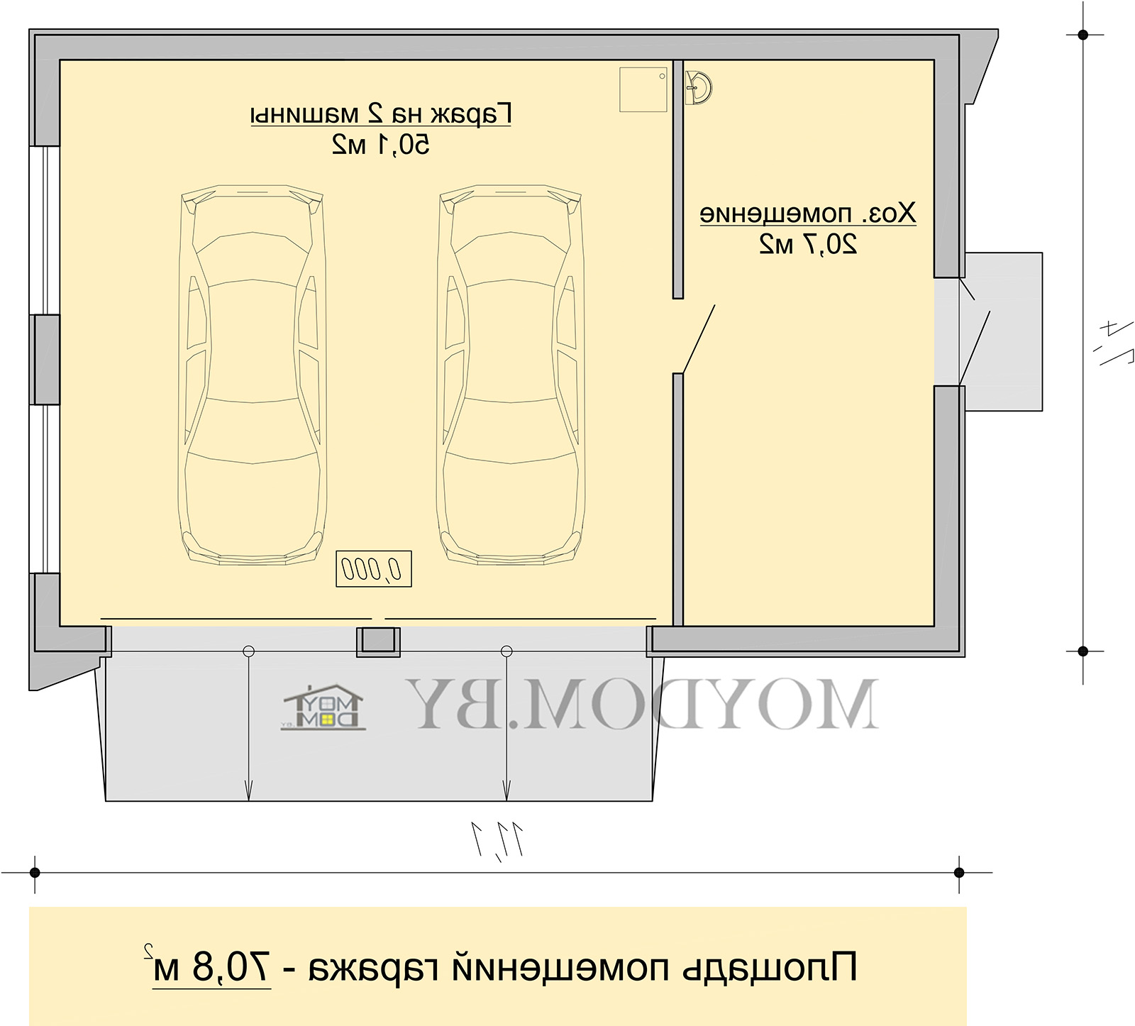 зеркальный план первого этажа двухэтажного дома