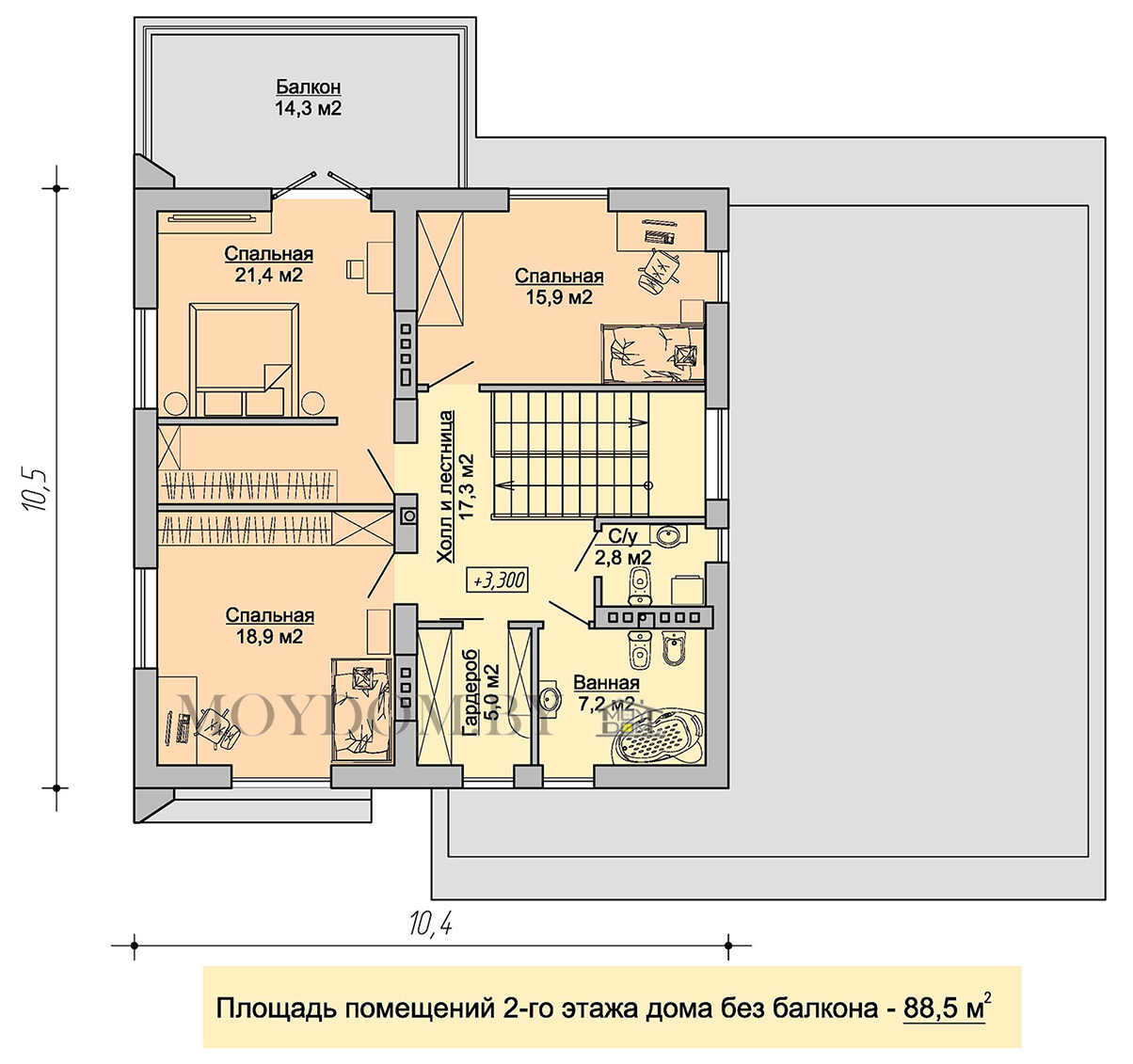 план второго этажа двухэтажного дома