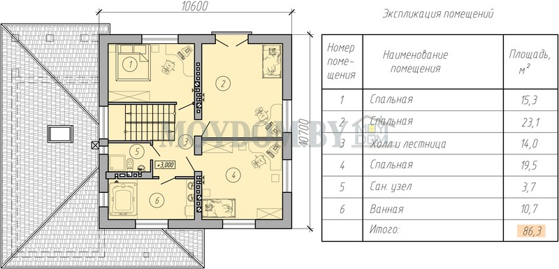 план двухэтажного дома с гаражом второй этаж