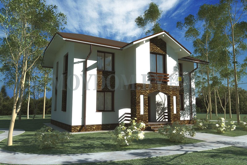 проект двухэтажного дома 7 на 12 с вальмовой крышей и 3 спальнями