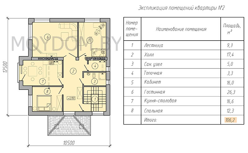 план двухэтажного двухквартирного дома с террасой второй этаж 10 на 12