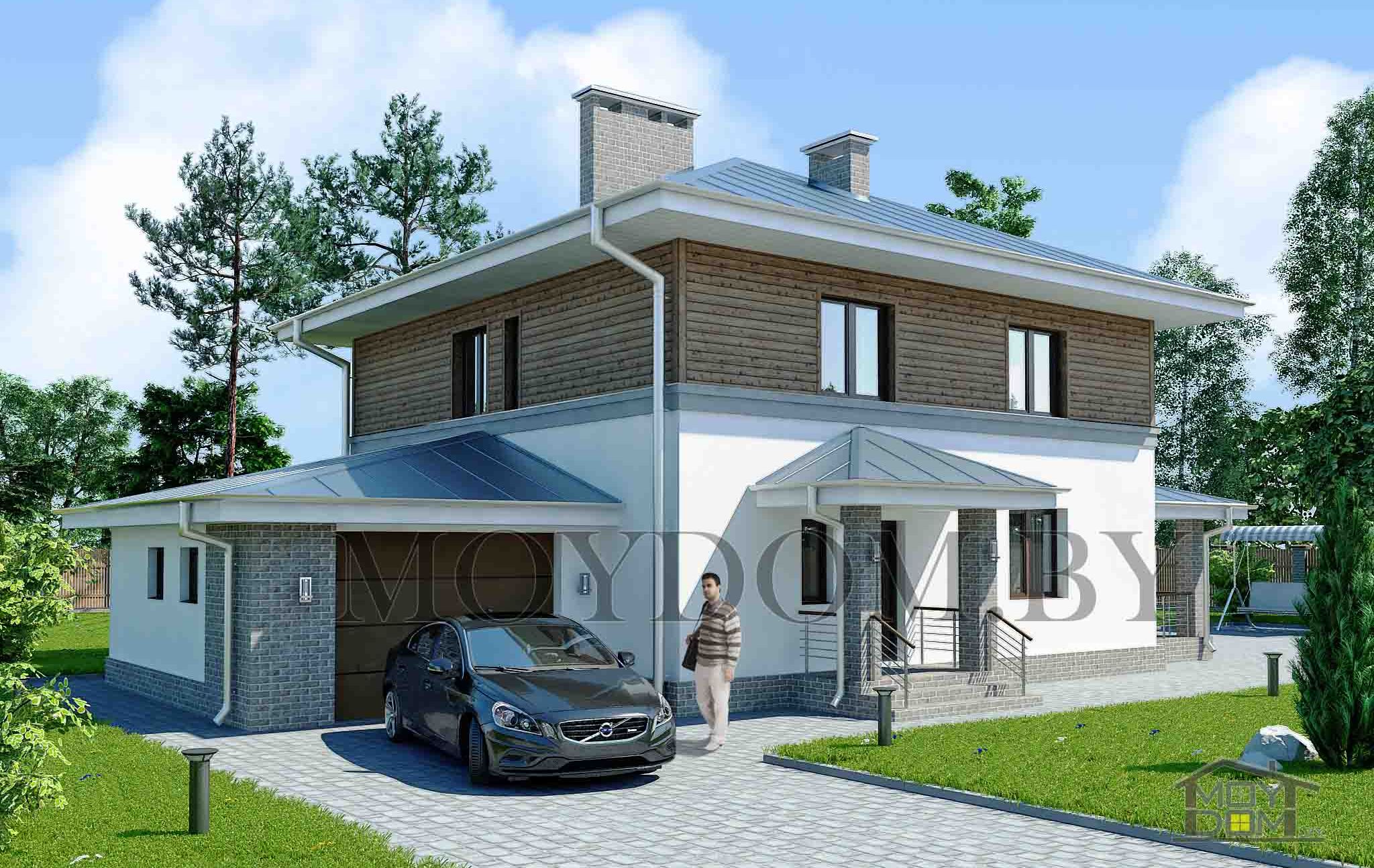 проект двухэтажного дома с гаражом