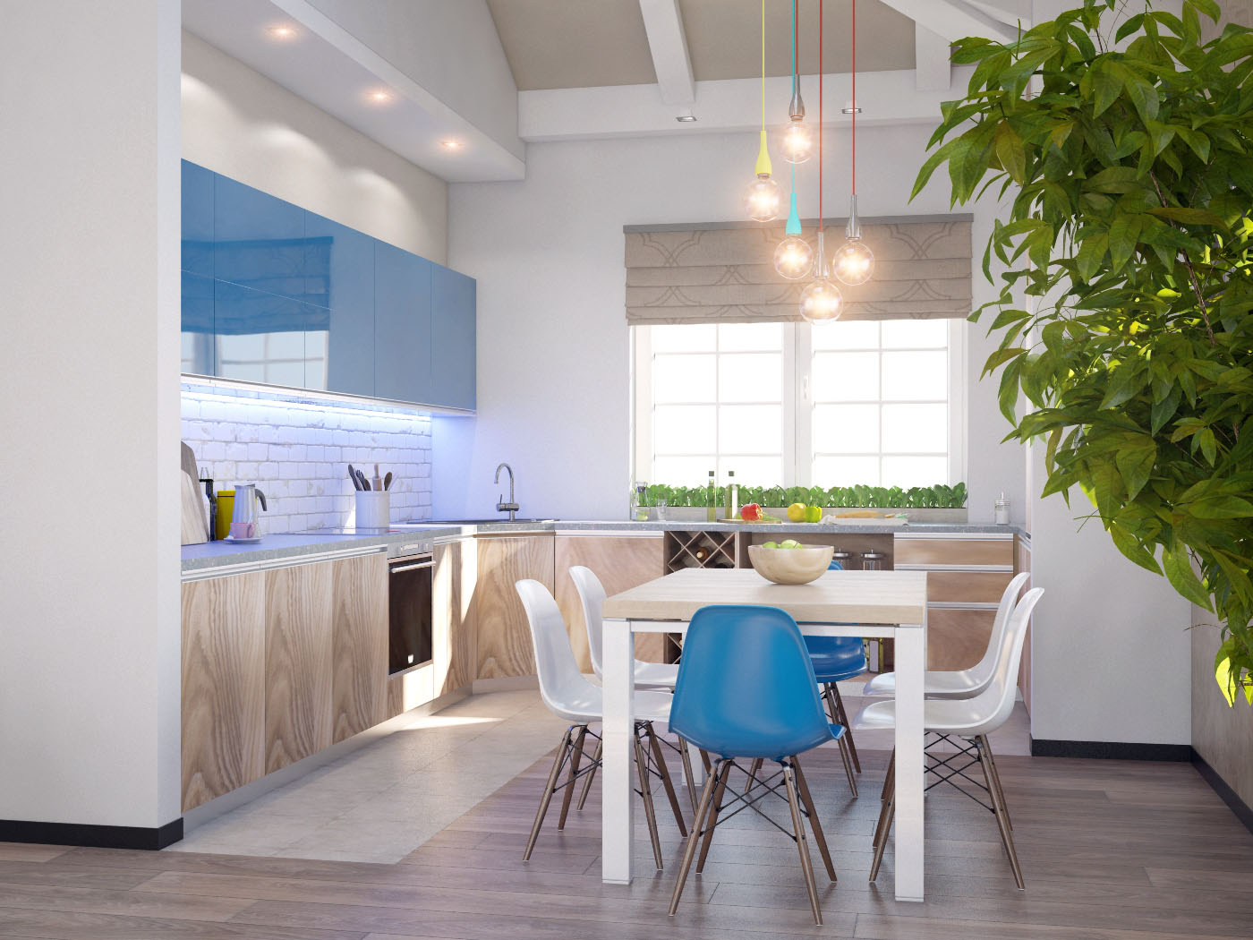 фото необычного интерьера дома с двухсветным пространством вид со стороны кухни проекта 243-D1+