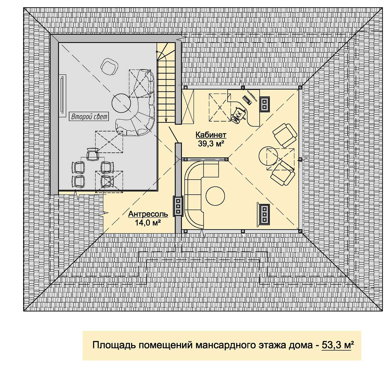 план мансардного этажа дома 244