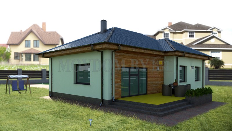 проект одноэтажного дома с террасой