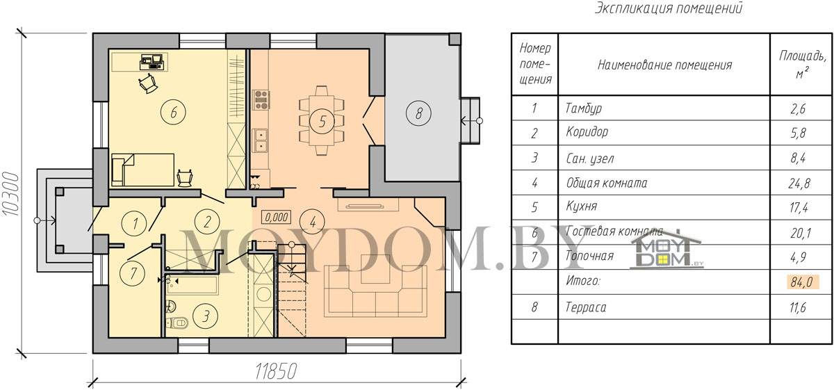 план первого этажа мансардного дома
