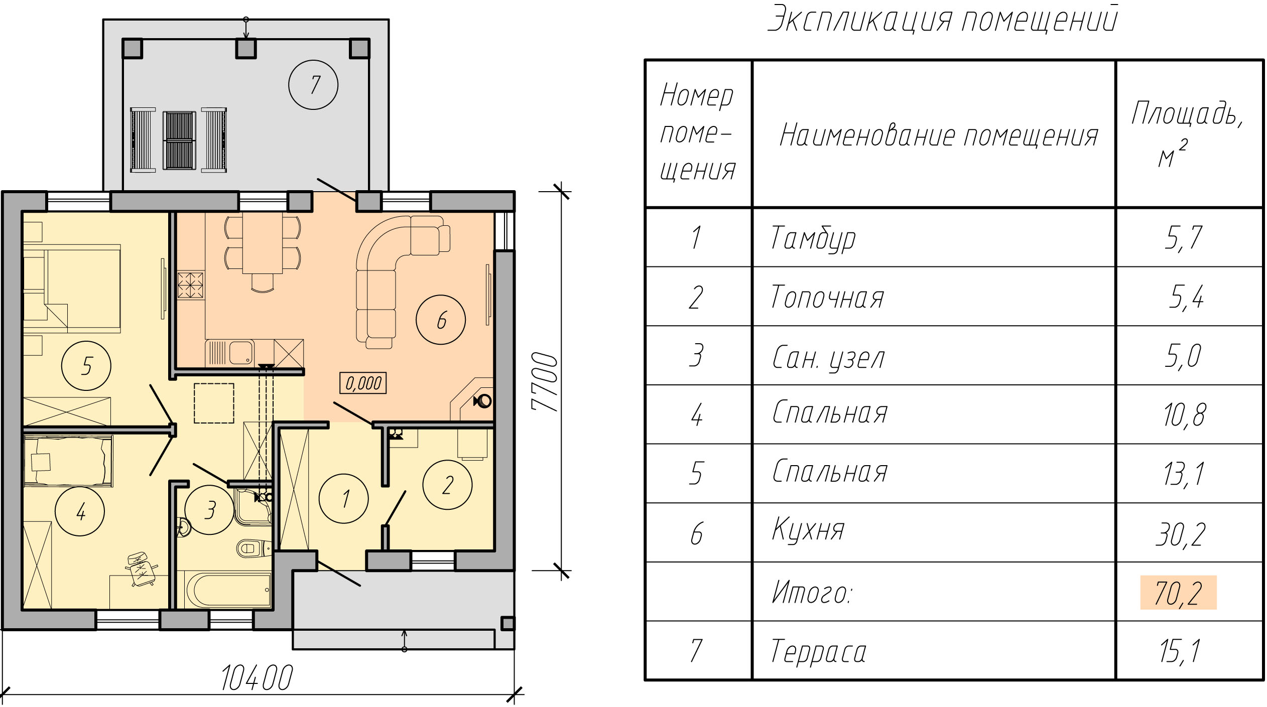 план маленького одноэтажного дома