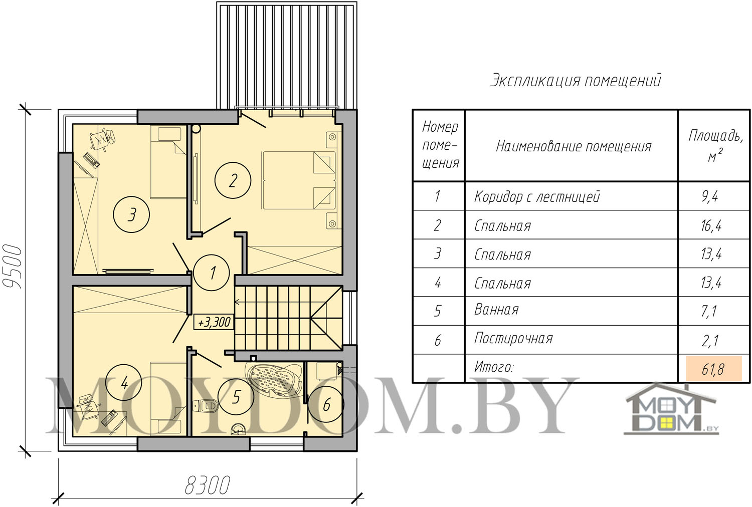план двухэтажного дома с плоской крышей