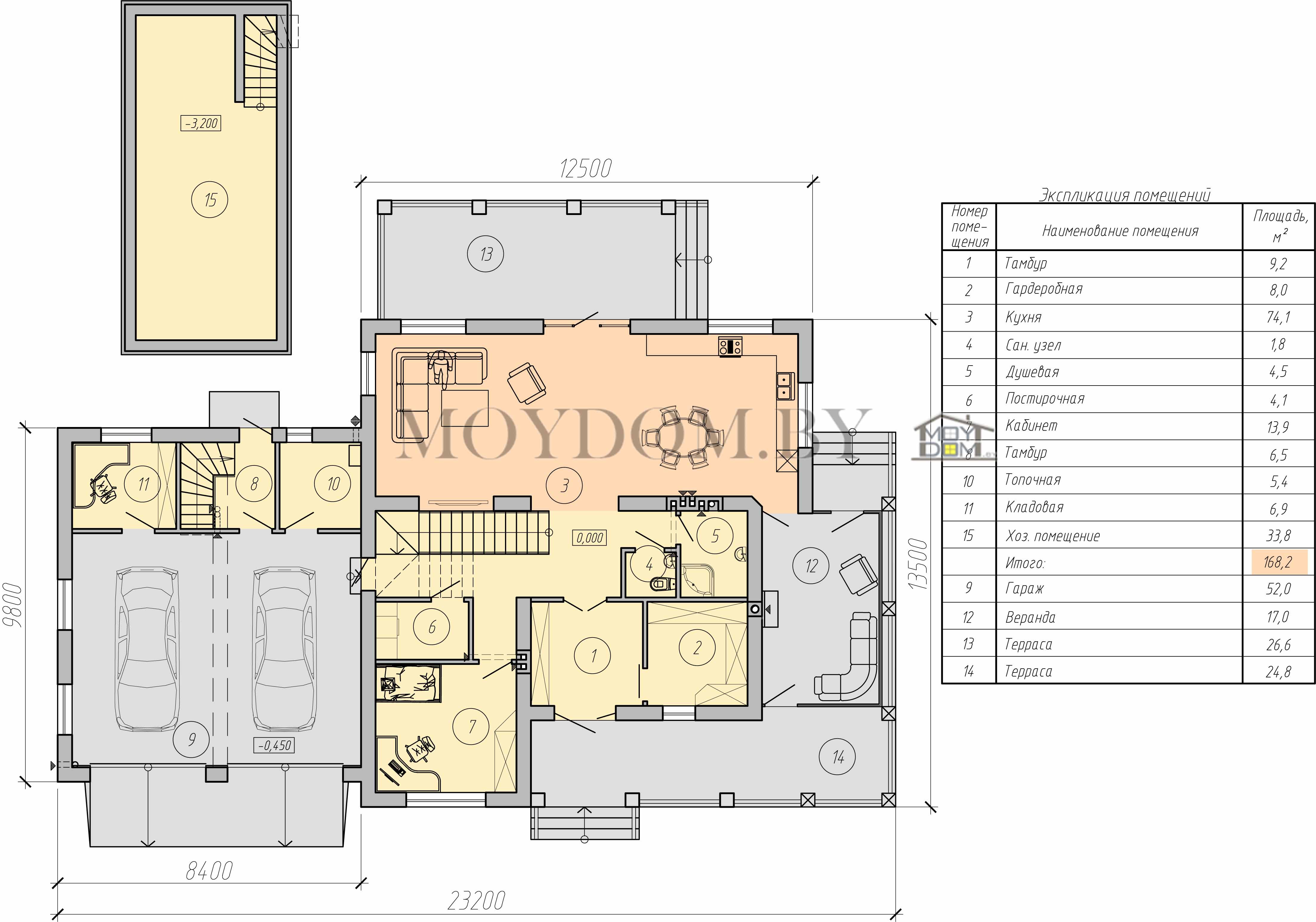 план первого этажа двухэтажного дома в классическом стиле