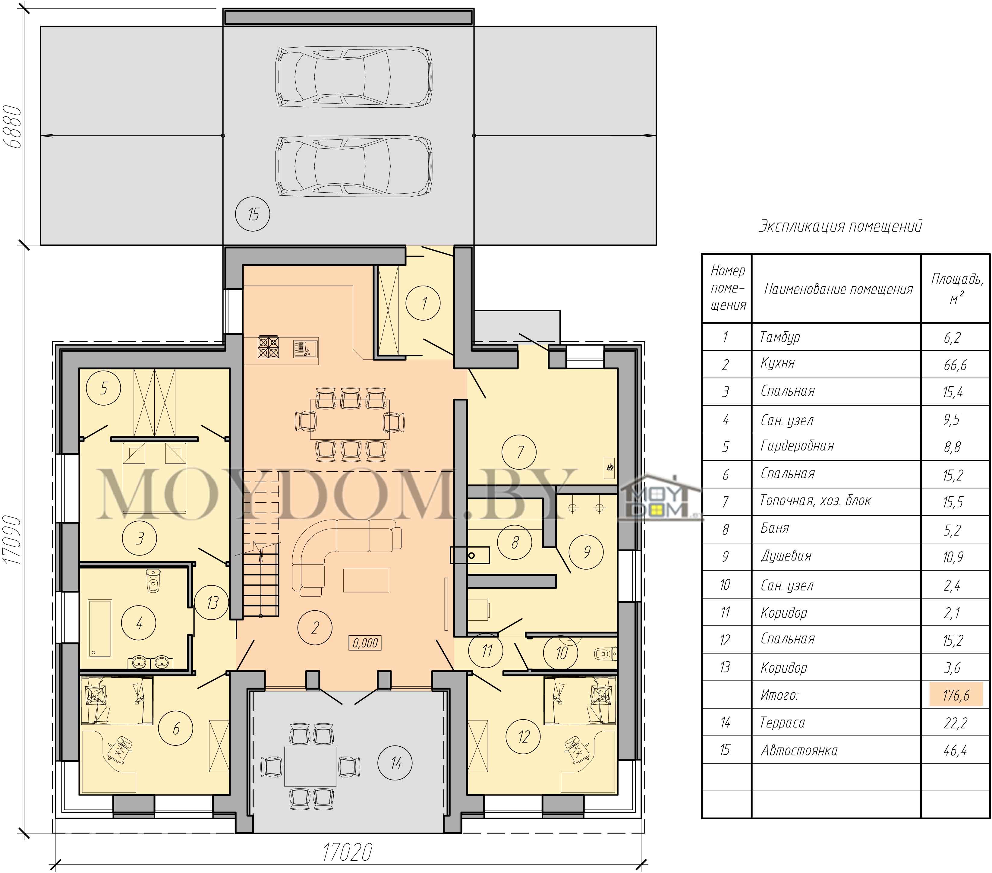 план первого этажа двухэтажного дома