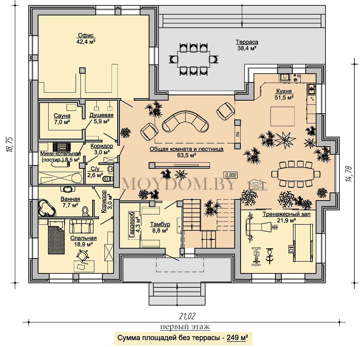 план первого этажа дома 400 м.кв