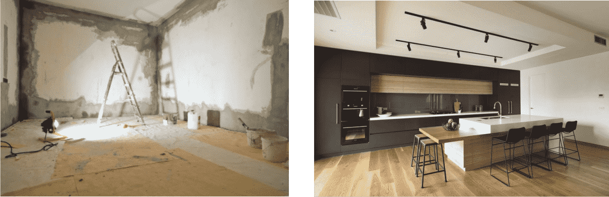 дизайн-проект помещения кухни до и после