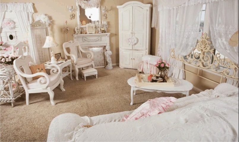 проект спальной комнаты в белом шебби-шик стиле